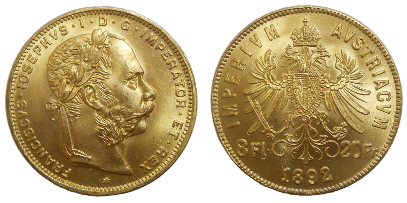 František Jozef I. 8 zlatník 1892 bz