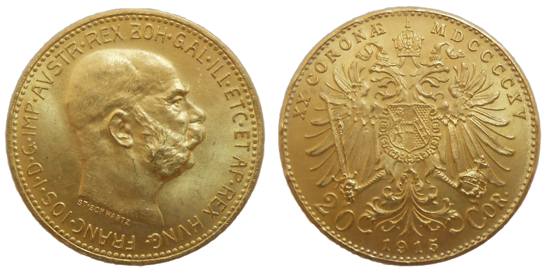 František Jozef I. 20 Koruna 1915 bz