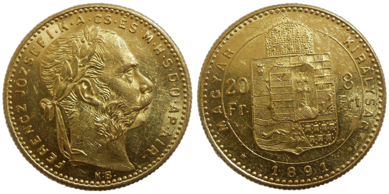 František Jozef I. 8 zlatník 1891 KB