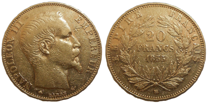 Francúzsko 20 Frank 1855 BB