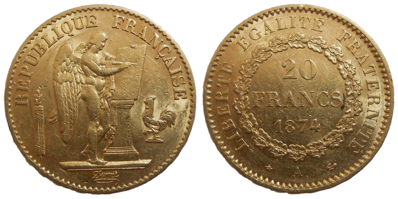 Francúzsko 20 Frank 1874 A