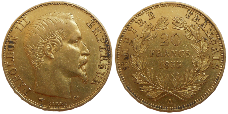 Francúzsko 20 Frank 1855 A
