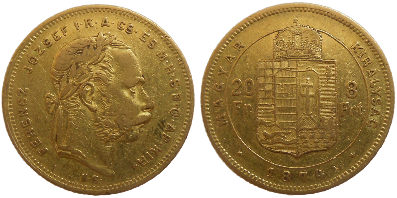 František Jozef I. 8 zlatník 1874 KB