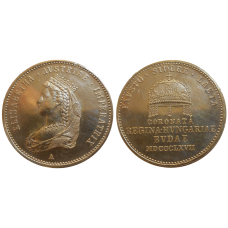Zlatý korunovačný žetón cisárovnej Sisi 1867