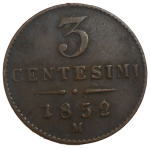 František Jozef I. 3 Centesimi 1852 M