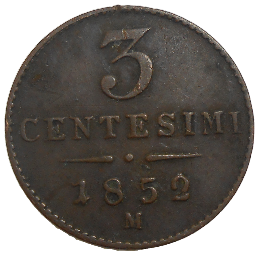 František Jozef I. 3 Centesimi 1852 M František Jozef I. 3 Centesimi 1852 M