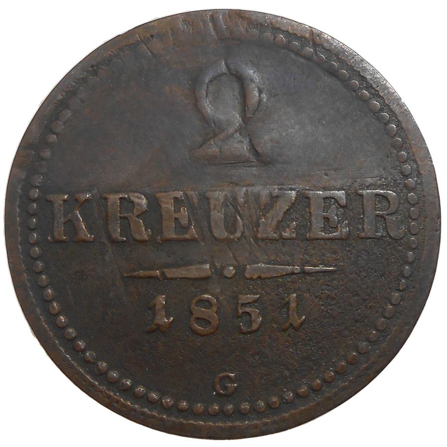 František Jozef I. 2 grajciar 1851 G František Jozef I. 2 grajciar 1851 G