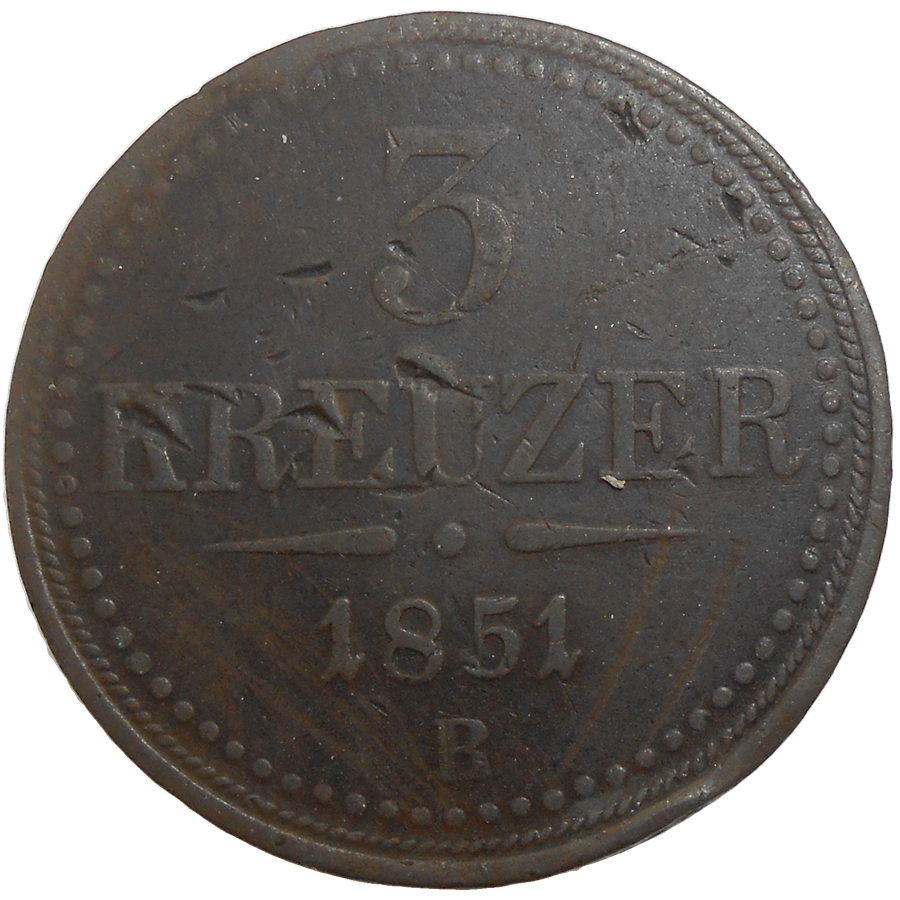 František Jozef I. 3 grajciar 1851 B František Jozef I. 3 grajciar 1851 B