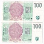 100 Korún 1997 čísla po sebe