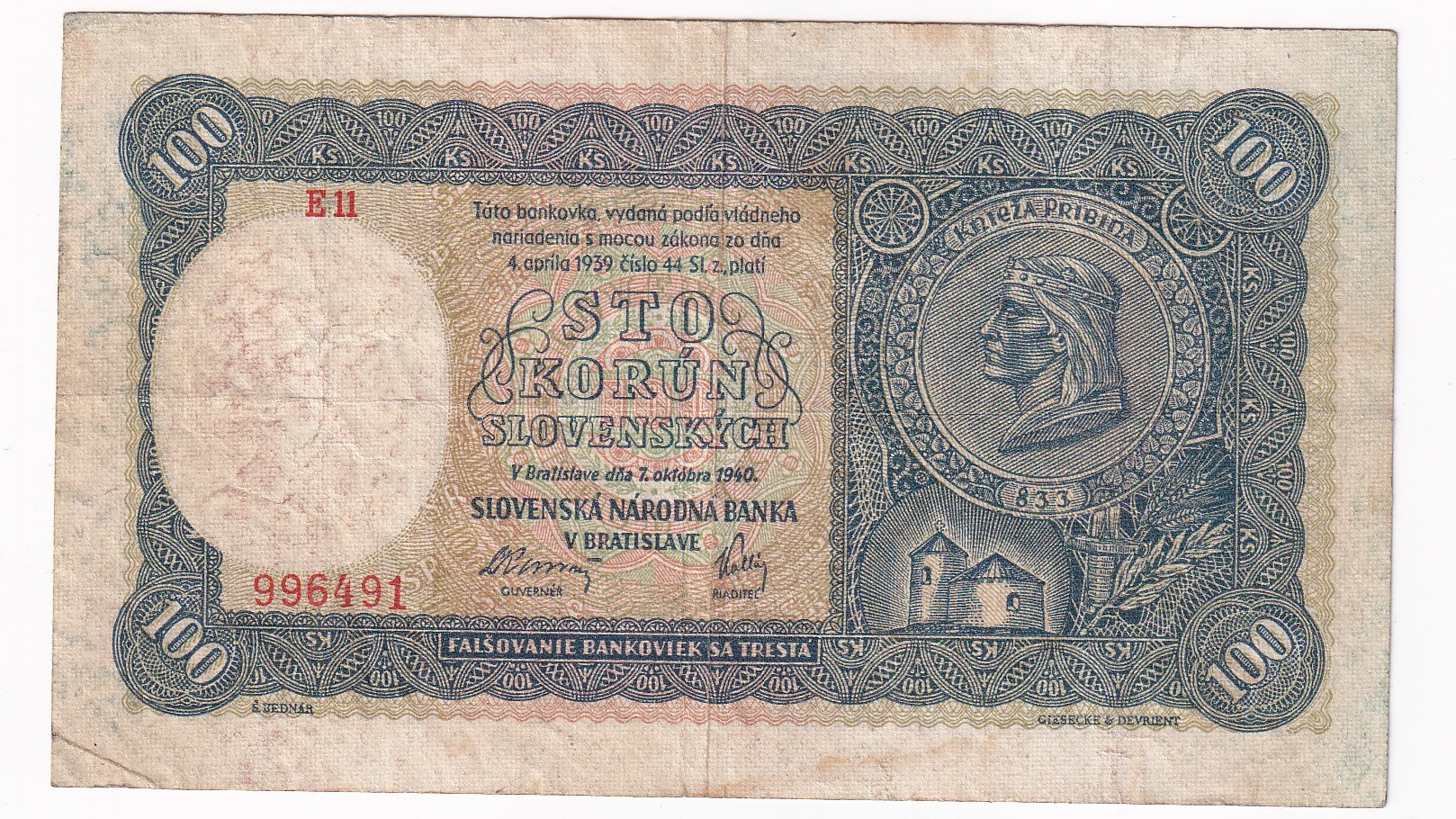 100 Korún 1940 100 Korún 1940