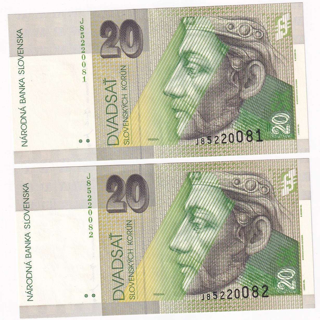 20 Korún 2001 J čísla po sebe 20 Korún 2001 J čísla po sebe
