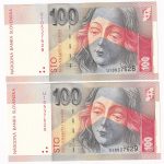 100 Korún 2001 U čísla po sebe