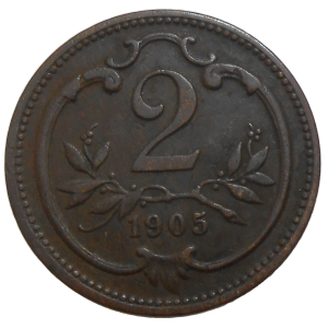 František Jozef I. 2 Heller 1905 bz