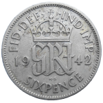 Veľká Británia 6 Pence 1942