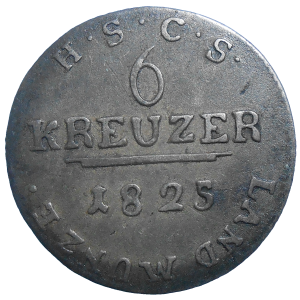 Nemecko 6 kreuzer 1825 S