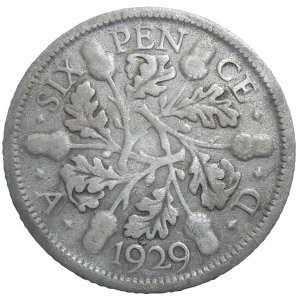 Veľká Británia 6 Pence 1929