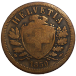 Švajčiarsko 2 Rappen 1850 A