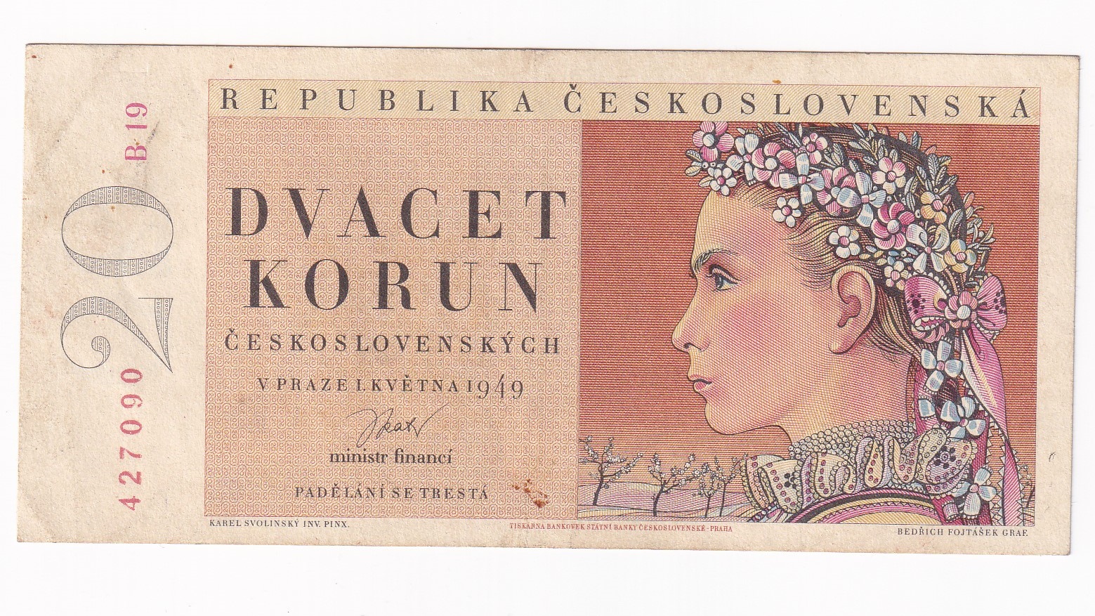 20 Korún 1949 B19 20 Korún 1949 B19