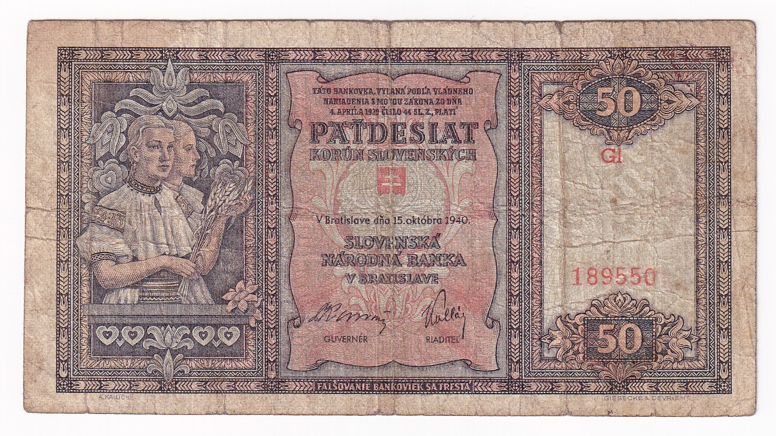 50 Korún 1940 GI 50 Korún 1940 GI