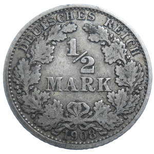 Nemecko 1/2 Mark 1908 A