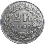 Švajčiarsko 2 Frank 1957 B