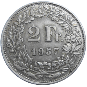 Švajčiarsko 2 Frank 1957 B