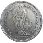 Švajčiarsko 2 Frank 1957 B