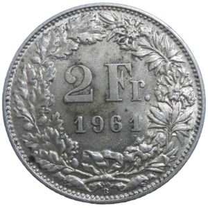 Švajčiarsko 2 Frank 1961 B
