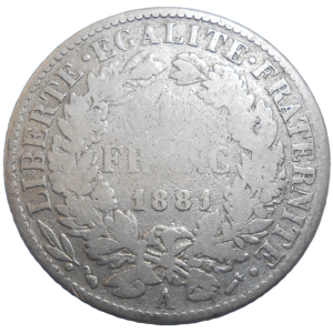 Francúzsko 1 Frank 1881 A