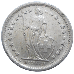 Švajčiarsko 1/2 Frank 1966 B