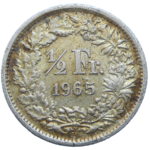 Švajčiarsko 1/2 Frank 1965 B