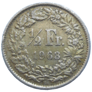 Švajčiarsko 1/2 Frank 1963 B