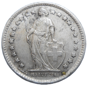 Švajčiarsko 1/2 Frank 1958 B