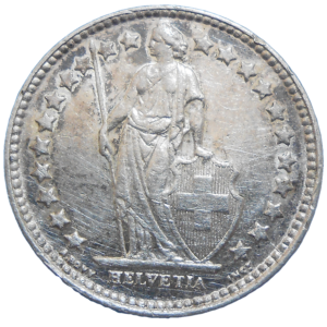 Švajčiarsko 1/2 Frank 1952 B