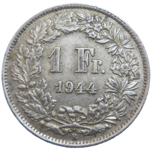 Švajčiarsko 1 Frank 1944 B