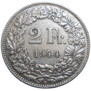 Švajčiarsko 2 Frank 1944 B