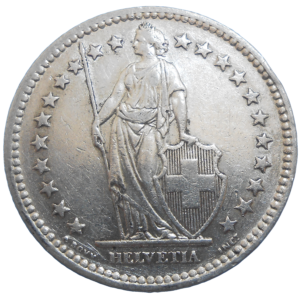 Švajčiarsko 2 Frank 1944 B