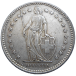 Švajčiarsko 2 Frank 1921 B