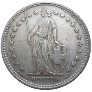 Švajčiarsko 2 Frank 1921 B