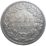 Švajčiarsko 2 Frank 1907 B