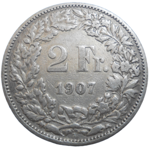 Švajčiarsko 2 Frank 1907 B