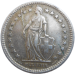 Švajčiarsko 2 Frank 1944 B