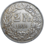 Švajčiarsko 2 Frank 1939 B