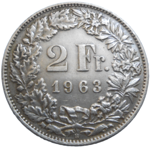 Švajčiarsko 2 Frank 1963 B