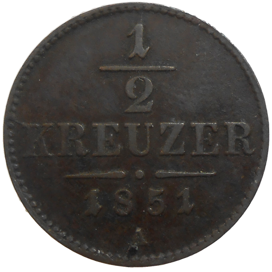 František Jozef I. 1/2 grajciar 1851 A František Jozef I. 1/2 grajciar 1851 A