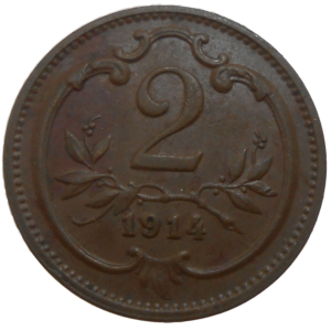 František Jozef I. 2 Heller 1914 bz
