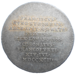 František II. Korunovačný žetón 1792