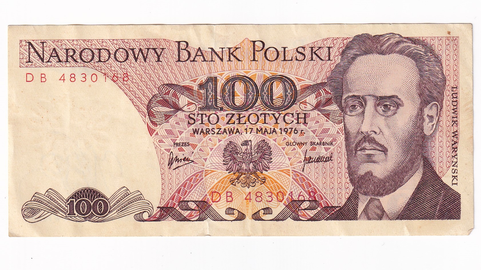 Poľsko 100 Zlotych 1976 DB Poľsko 100 Zlotych 1976 DB