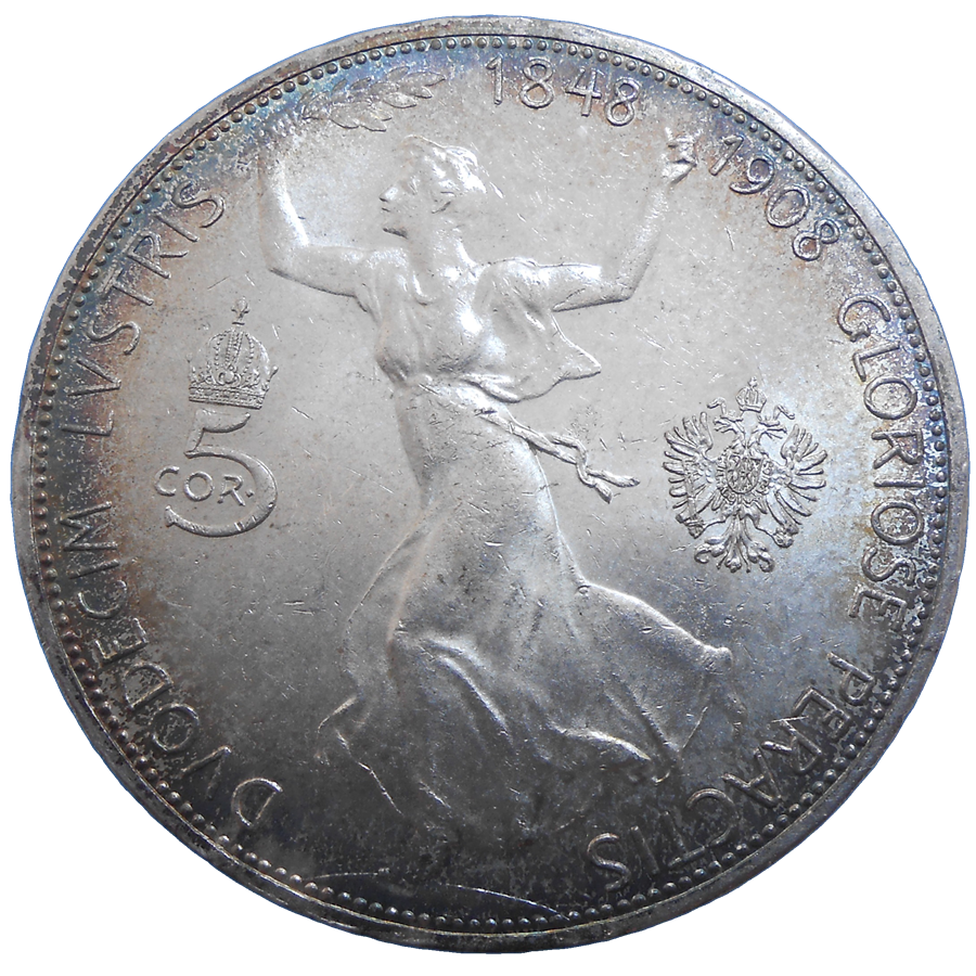 František Jozef I. 5 Koruna 1908 Jubilejná aUNC