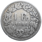 Švajčiarsko 1 Frank 1886 B